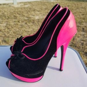 Sexy Hot Pink and Crushed Velvet Stilettos!
